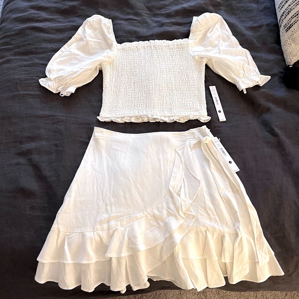 AQUA white skirt set NWT